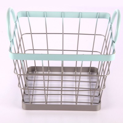 China manufacture metal wire storage basket with color handle