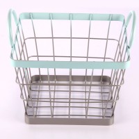 China manufacture metal wire storage basket with color handle