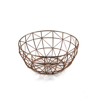 beautiful rose golden plated metal wire fruit storage basket