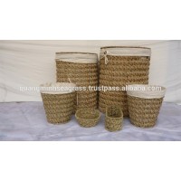 Hot design, round Seagrass laundry basket, wicker laundry basket, rattan laundry basket, new design, made in Vietnam